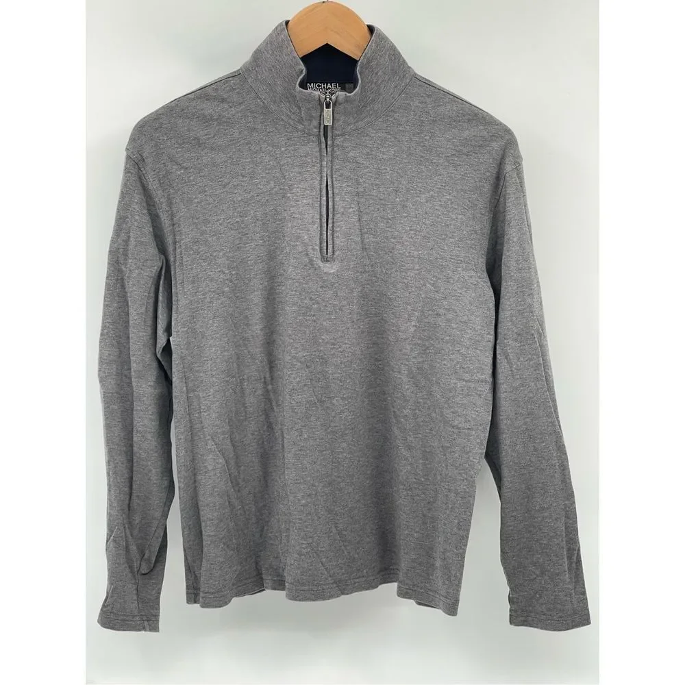 Michael Kors Sweater 1/4 Zip Men Small Gray Pullover Long Sleeve